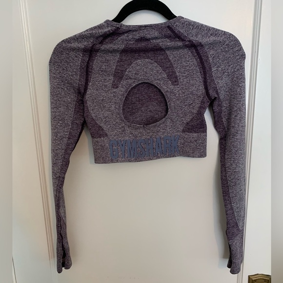 Gymshark flex long sleeve crop top heathered purple, women’s size small - Picture 7 of 8